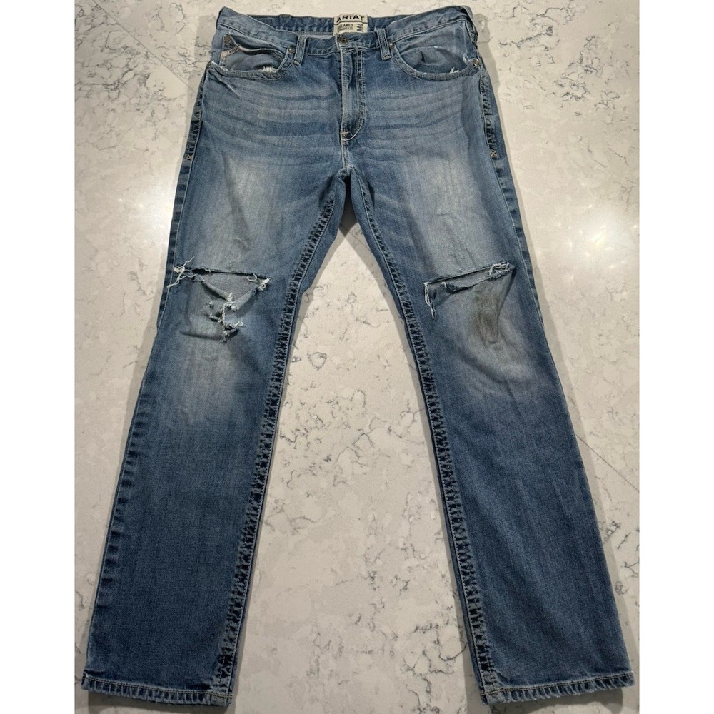 Ariat M4 Dakota Jeans Mens 38x34 Medium Wash Stackable Straight Leg Distressed
